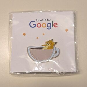 Doodle for‎ Google Fox in Coffee Cup Enamel Pin New
